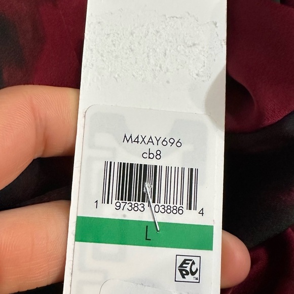 Calvin Klein red satin faux wrap blouse - Picture 3 of 3